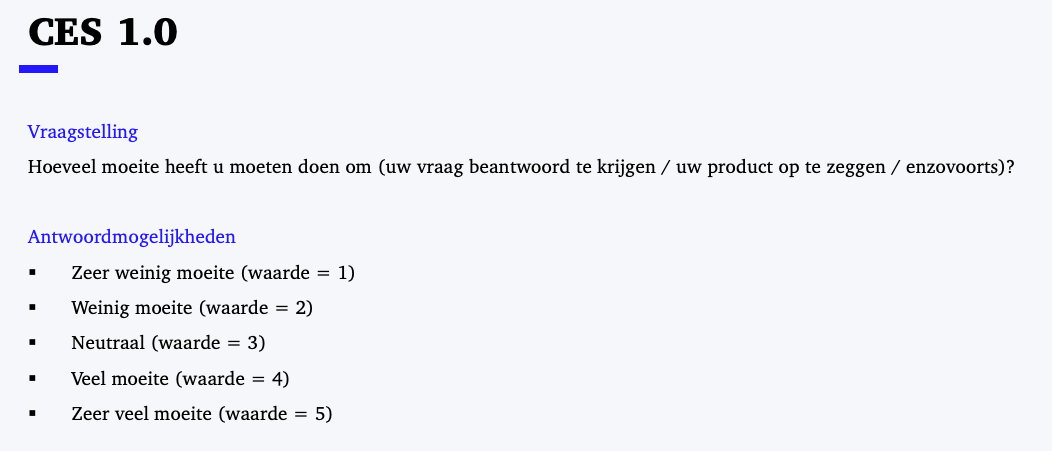 Customer Efforte Score berekenen