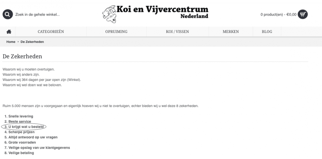 vanzelfsprekende klantbelofte voorbeeld