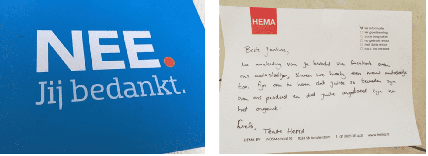 Bedank kaartje bij closed loop feedback